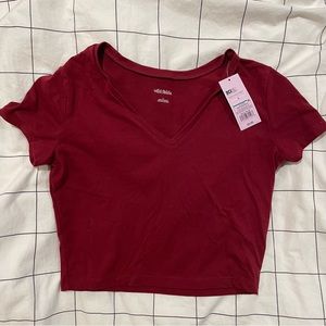 Basic Maroon V-Neck Tee
